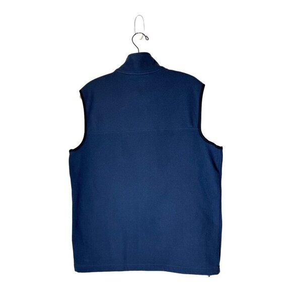 Lands End Vest Men Medium Navy Blue Fleece Mock‎ Neck Full Zip Outerwear - Picture 2 of 9